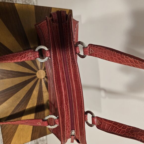 Y2K Tommy Hilfiger Faux Crocodile Skin Embossed Mini Hand Bag Red Shoulder Purse - Picture 11 of 13